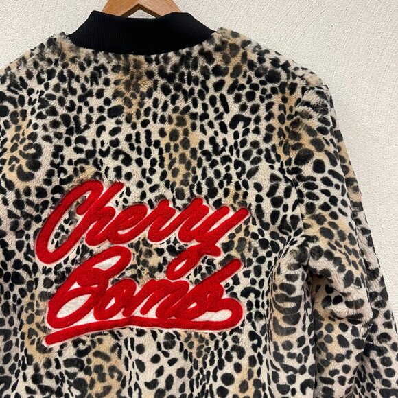 Guess Los Angeles "Cherry Bomb" Cheetah Print Bomber Jacket Sz Small - Picture 4 of 7